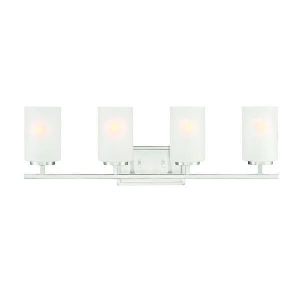 Designers Fountain Carmine 28in 4-Light Brushed Nickel Modern Indoor Vanity Light with Etched Glass Shades D239M-4B-BN - main